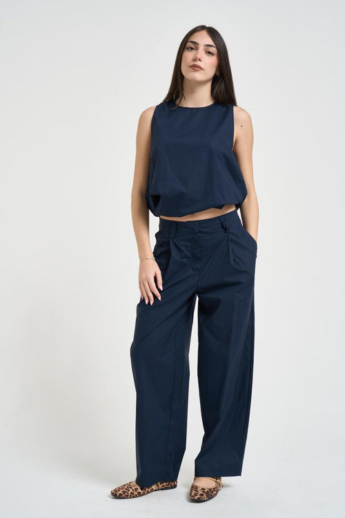 Top donna a palloncino blu