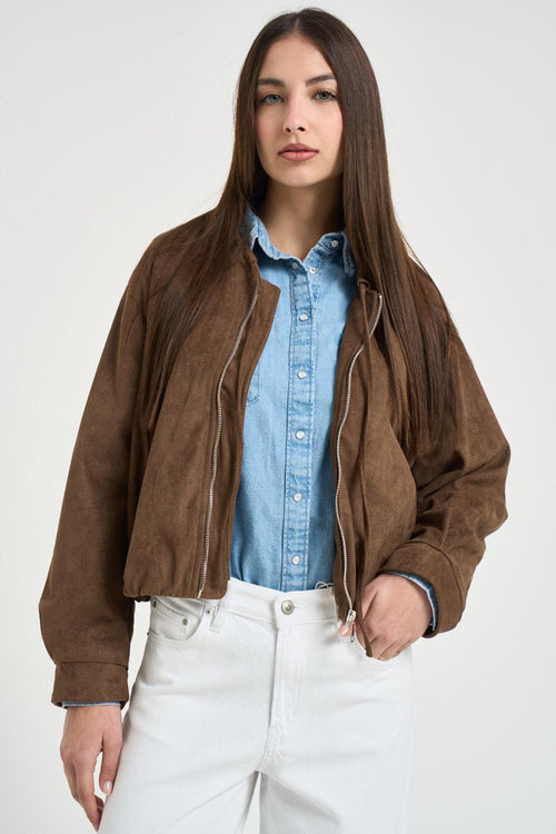 Giacca donna in suede marrone