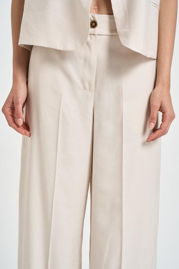 Pantalone donna a palazzo panna - 6