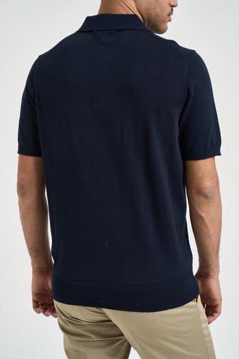 Polo uomo in maglia blu notte - 4
