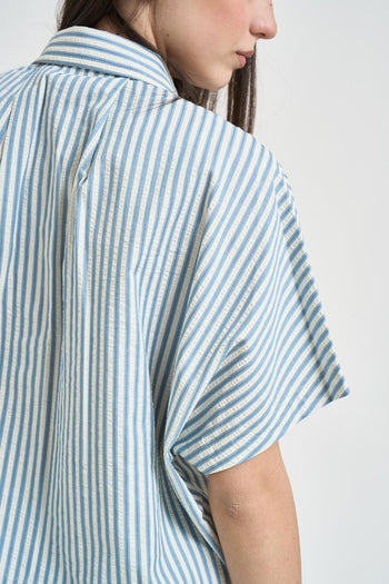 Camicia donna cropped celeste - 5