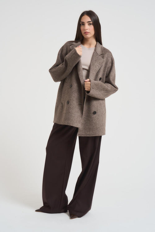 Cappotto donna doppiopetto tortora - 2