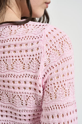 Maglia donna traforata rosa - 4