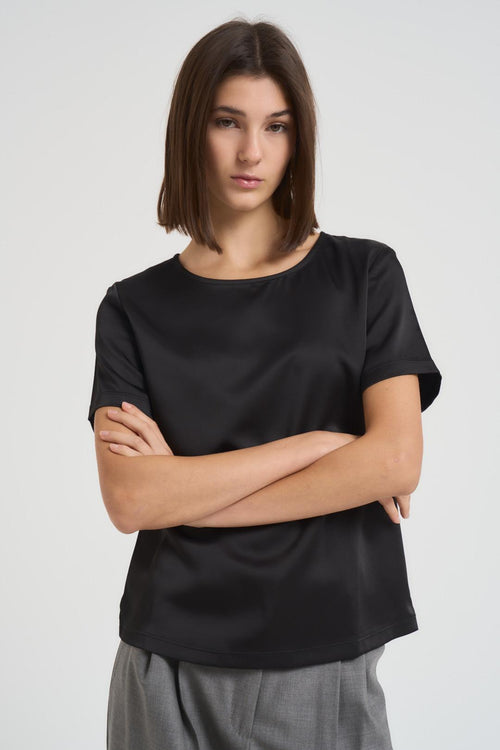 Blusa donna girocollo nera