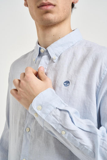 Camicia uomo in lino celeste - 3