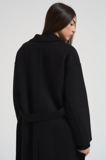 Cappotto donna doppiopetto lungo nero - 4