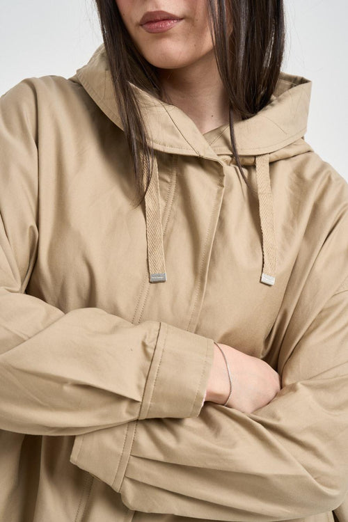 Parka donna in cotone beige - 2