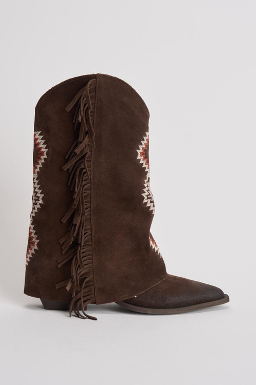 Stivali donna texani in suede marroni