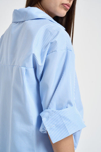 Camicia donna a righe azzurre e bianche - 5
