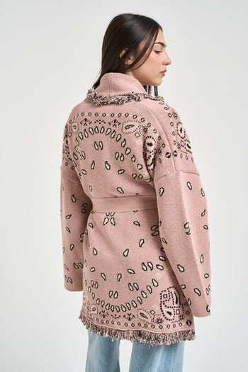 Cardigan donna fantasia bandana rosa - 3