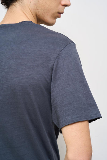 T-shirt uomo girocollo blu - 5