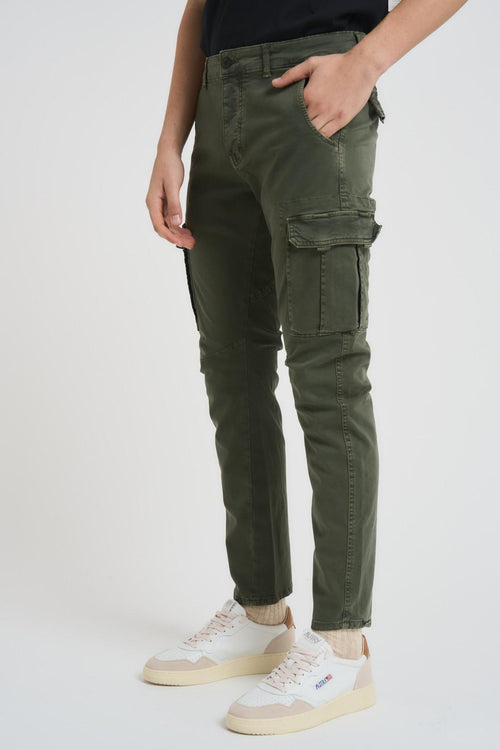 Pantalone uomo slim verde militare - 2