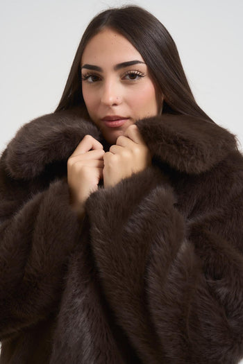 Cappotto donna in pelliccia marrone - 4