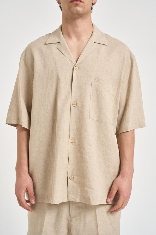 Camicia uomo manica corta beige - 2