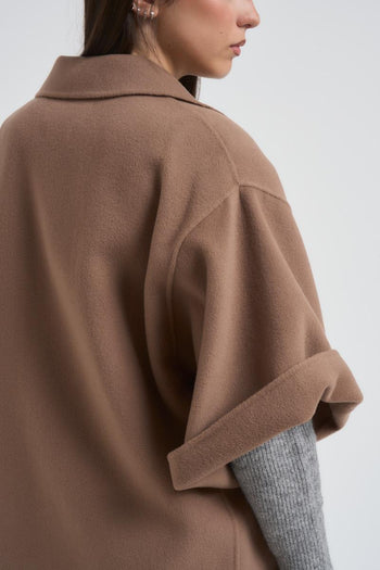 Cappotto donna Pera corto in drap di lana cammello - 7