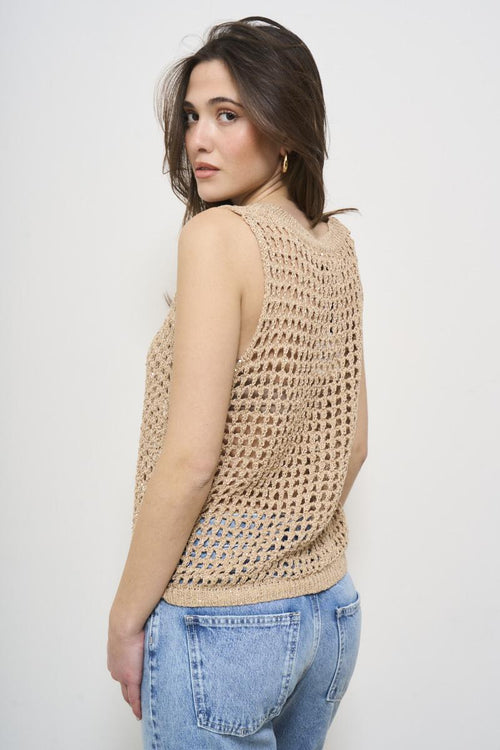 Beige perforated women's top - 2