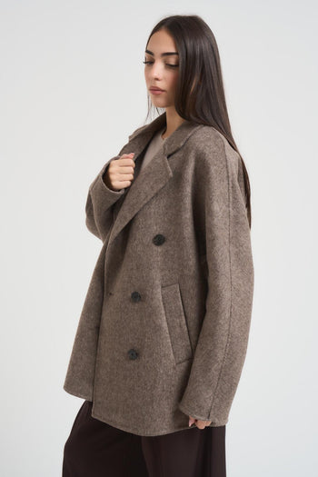Cappotto donna doppiopetto tortora - 4