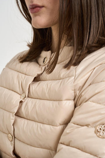 Piumino donna maniche a tre quarti beige - 4
