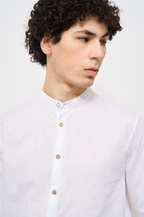 Camicia uomo alla coreana bianca - 2