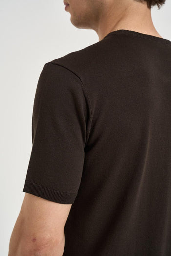 T-shirt uomo in maglia marrone - 4