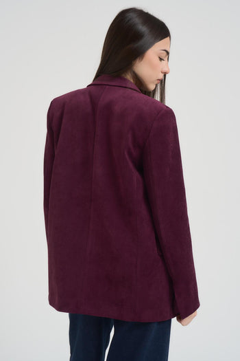 Giacca donna doppiopetto in velluto bordeaux - 3