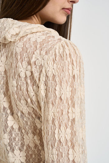 Blusa donnna con pizzo beige - 5