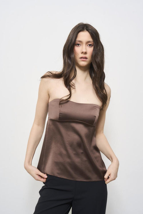 Women's brown bandeau top - 1