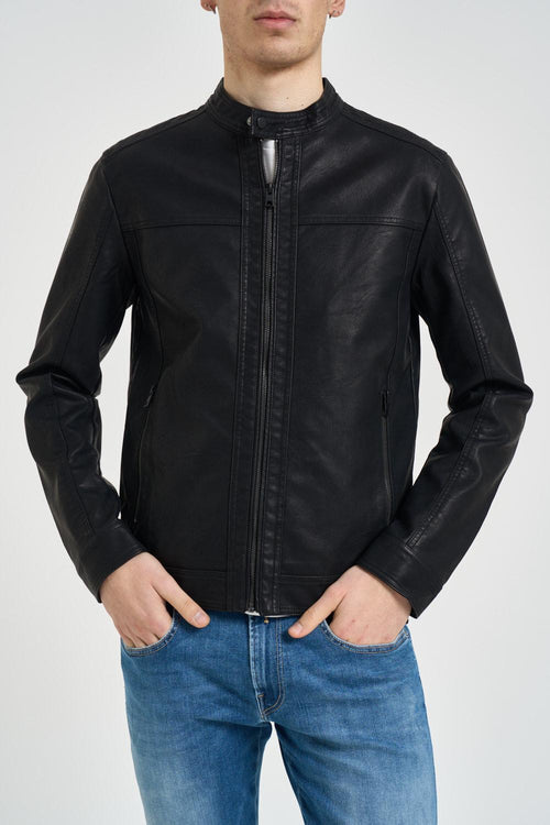 Giubbotto uomo ecopelle nero