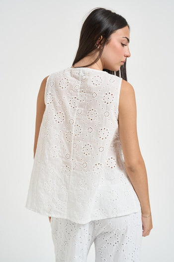 Top donna in sangallo bianco - 4