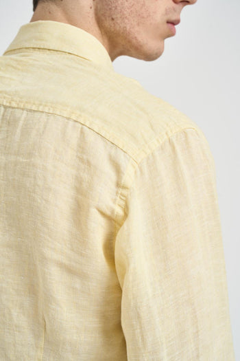 Camicia uomo in lino gialla - 5