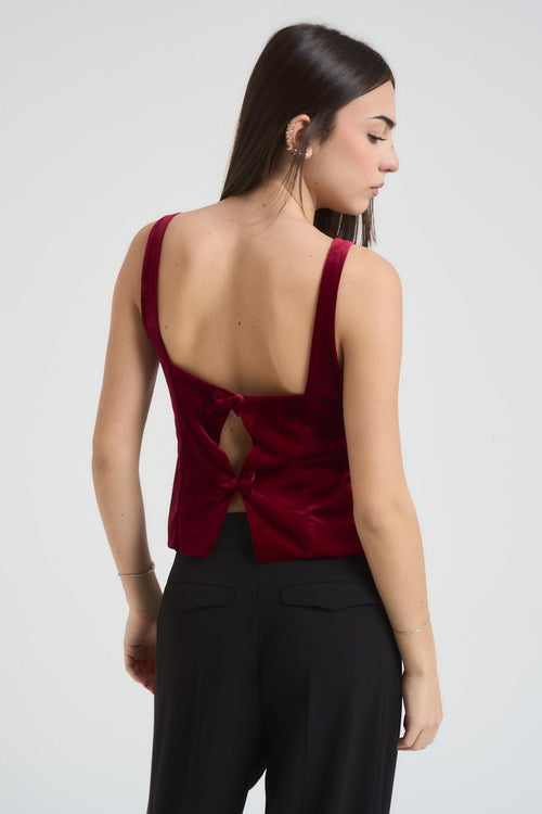 Top donna in velluto rosso - 2