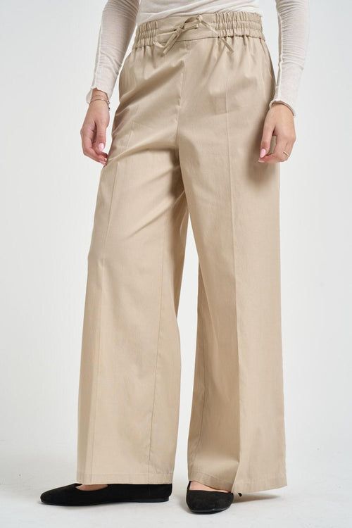 Pantalone donna a palazzo beige - 2