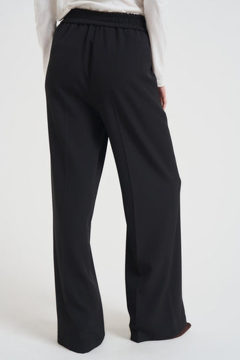 Pantalone donna elasticizzato a palazzo nero - 3