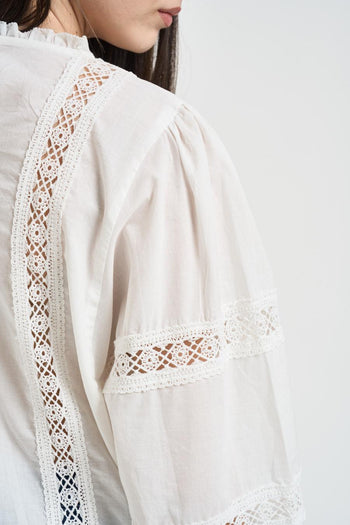 Blusa donna pizzo bianca - 4