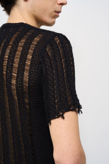Maglia uomo traforata nera - 5
