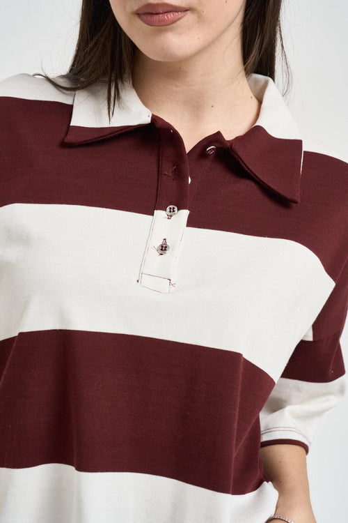 Polo donna a righe marrone - 2