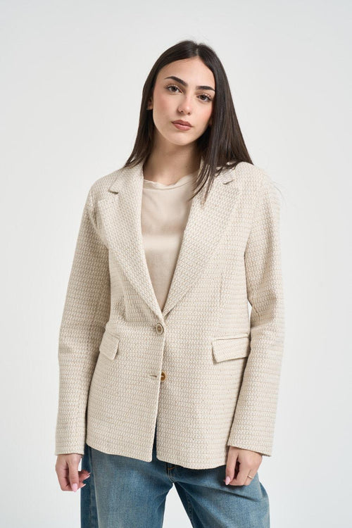 Blazer donna bouclé panna