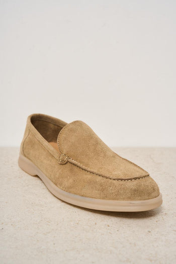 Mocassino uomo in suede beige - 3
