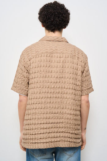Camicia uomo traforata beige - 6