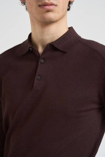 Maglia uomo con collo a polo marrone - 3