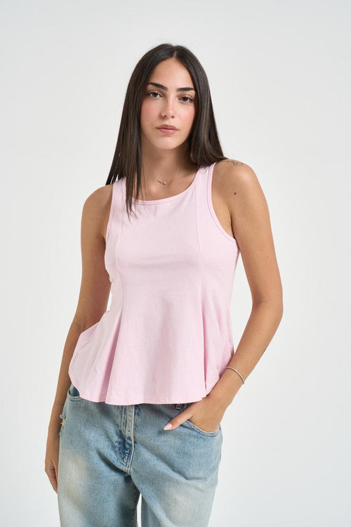Top donna con fondo svasato rosa - 1