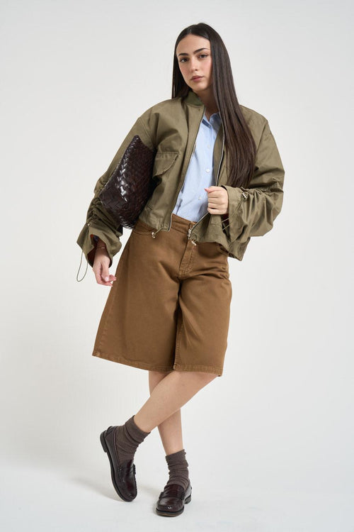 Bomber donna con coulisse verde