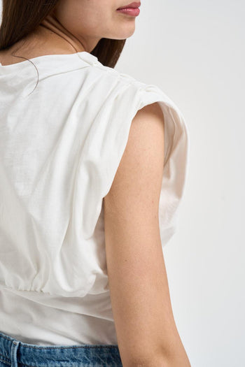 T-shirt donna drappeggiata bianca - 4