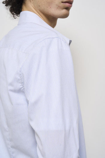 Camicia uomo a righe sottili celeste - 6