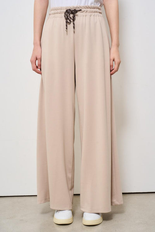 Pantaloni donna cipria a palazzo