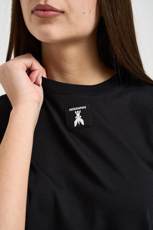 T-shirt donna girocollo nera - 2