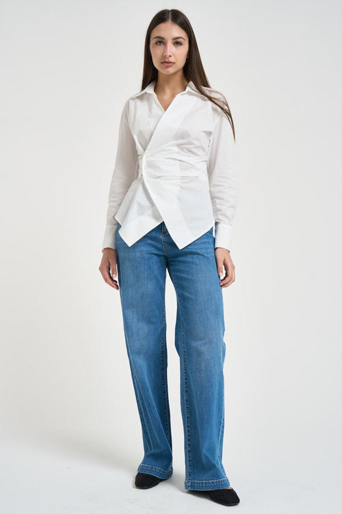 Camicia donna con incrocio bianca