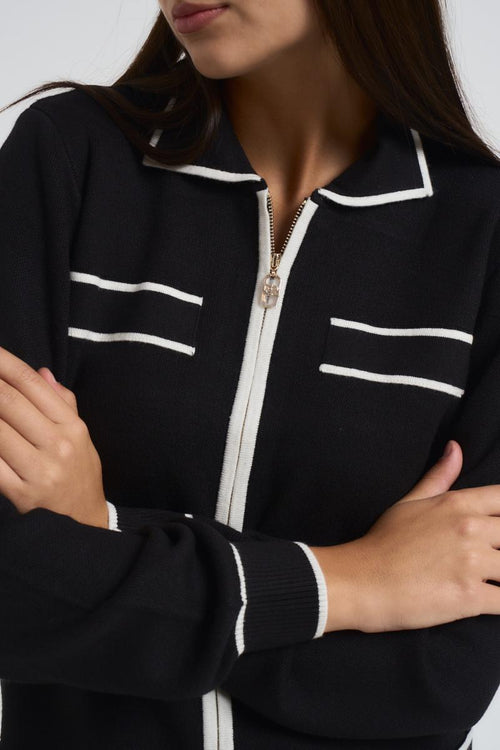 Cardigan donna nero e bianco - 2