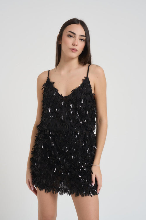 Top donna paillettes nero