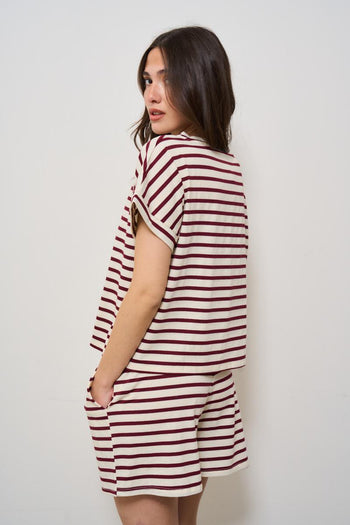 Completo donna a righe rosso mattone - 7